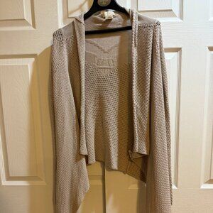 Billabong Designers Closet Sweater Small Fringe Detail Taupe Open Front-M